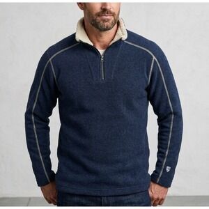 KUHL Revel 1/4 Zip Sweater Navy Blue Charcoal‎ Fleece Lined Pullover 3017 Mens S
